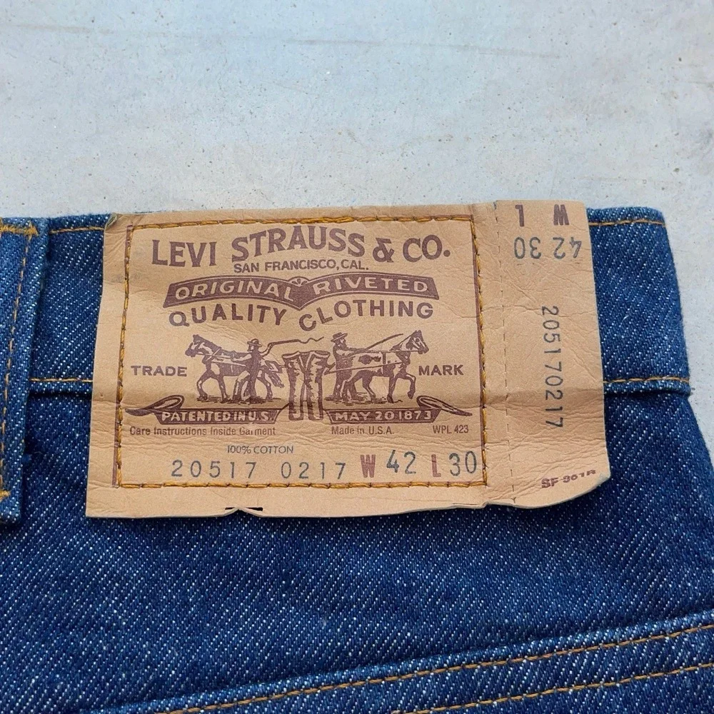 Vintage Levi's 517 Saddleman Boot Cut Raw‎ Denim Jeans Size 42x32 (Fits 42x30)
